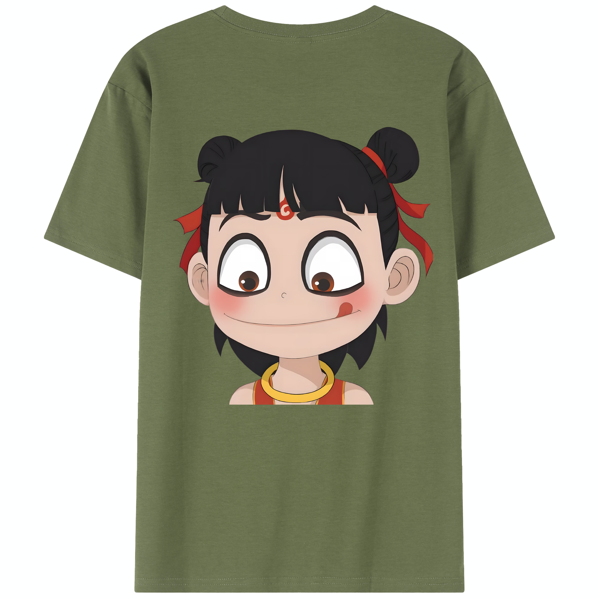（画像用） Ne Zha 2 ナタ 魔童の大暴れ 綿100％半袖Tシャツ（背面プリント）